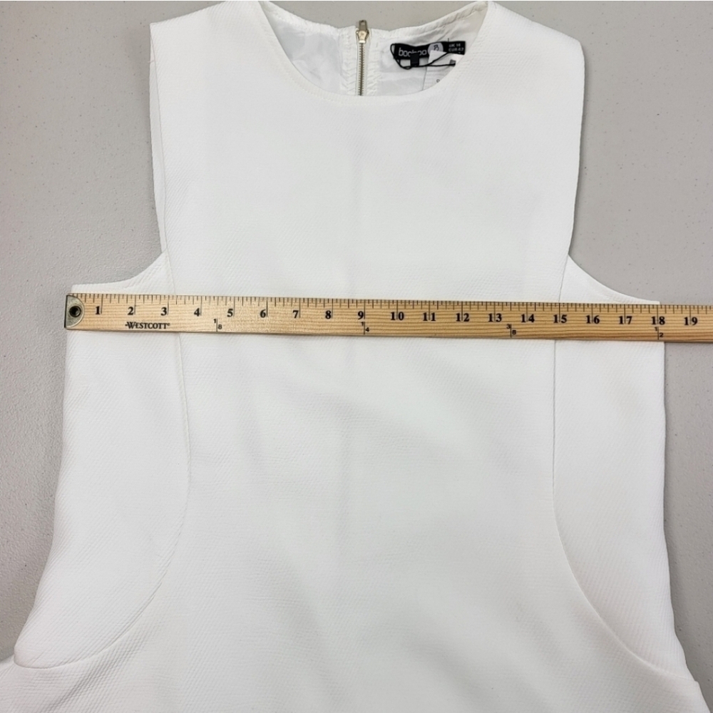 BooHoo White Sia Sporty Textured Fit and Flare Mini Dress Size 10 - Picture 7 of 10